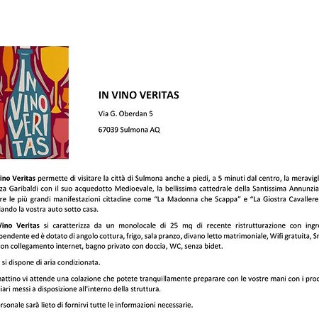 In Vino Veritas Sulmona Eksteriør bilde
